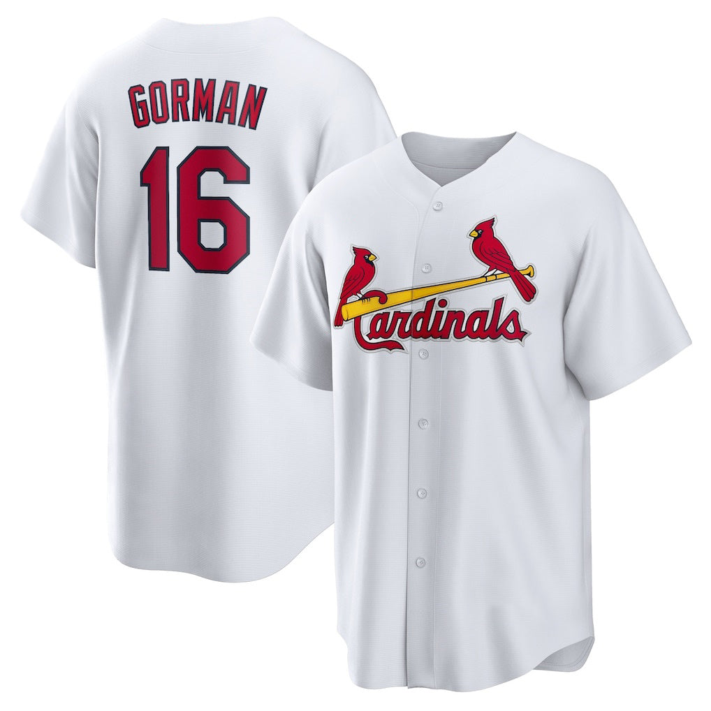 St. Louis Cardinals #16 Nolan Gorman White FEDASGOGE Home Replica Jersey