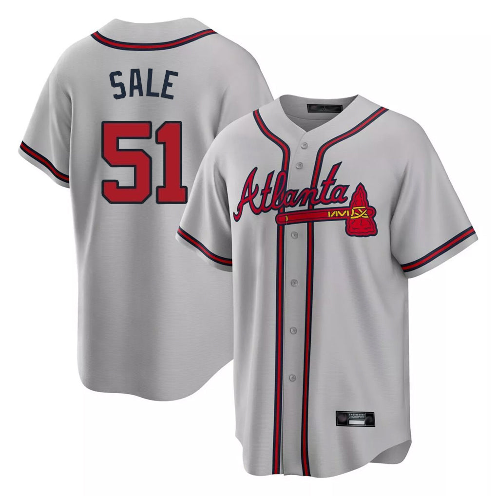 Atlanta Braves #51 Chris Sale Player Gray FEDASGOGE Home Game Stitched Jerseys