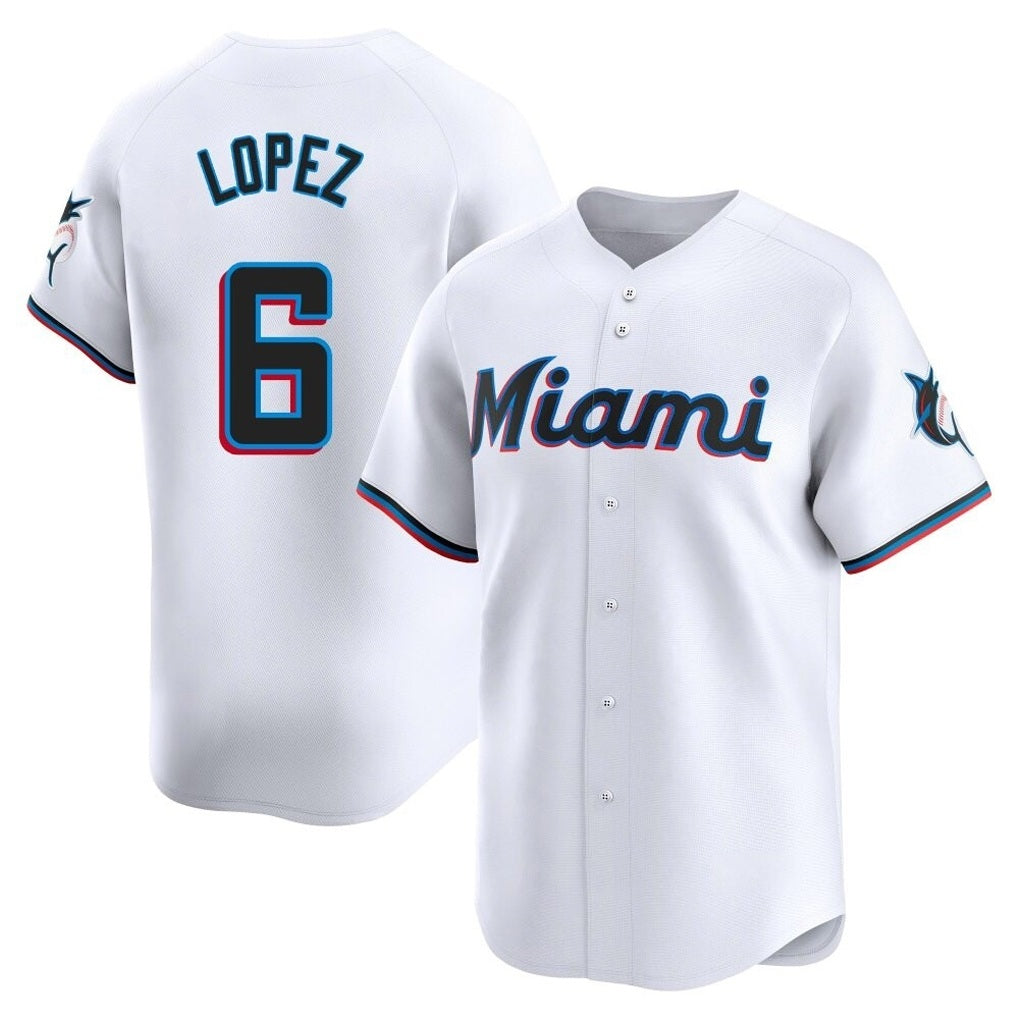 Miami Marlins #6 Otto Lopez Player White FEDASGOGE Home Limited Stitched Jerseys