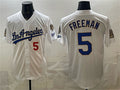Los Angeles Dodgers #5 Freddie Freeman White FEDASGOGE 2026 Gold Collection 9x & B2B Champs Patch Stitched Jersey