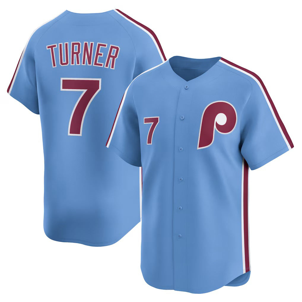 Philadelphia Phillies #7 Trea Turner Light Blue FEDASGOGE Alternate Limited Player Jersey