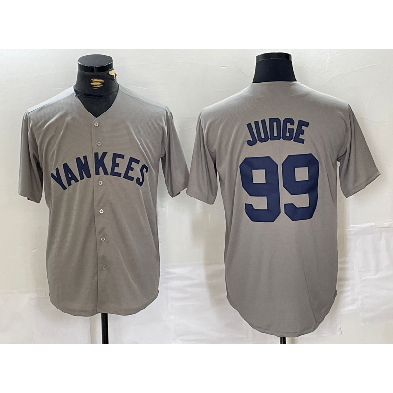New York Yankees #99 Aaron Judge Name Grey FEDASGOGE Stitched Throwback Jersey