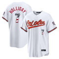 Baltimore Orioles #7 Jackson Holliday Player White FEDASGOGE USA 250 Fourth of July Home Game Stitched Jerseys