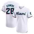 Miami Marlins #28 Kyle Stowers Player White FEDASGOGE Home Limited Elite Stitched Jerseys