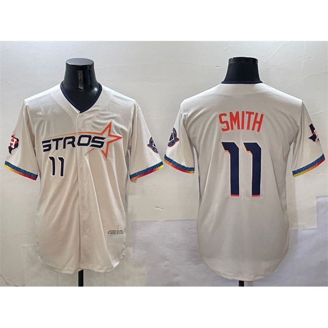 Houston Astros #11 Cam Smith Cream FEDASGOGE 2025 City Connect With Texas Patch Limited Stitched Jersey