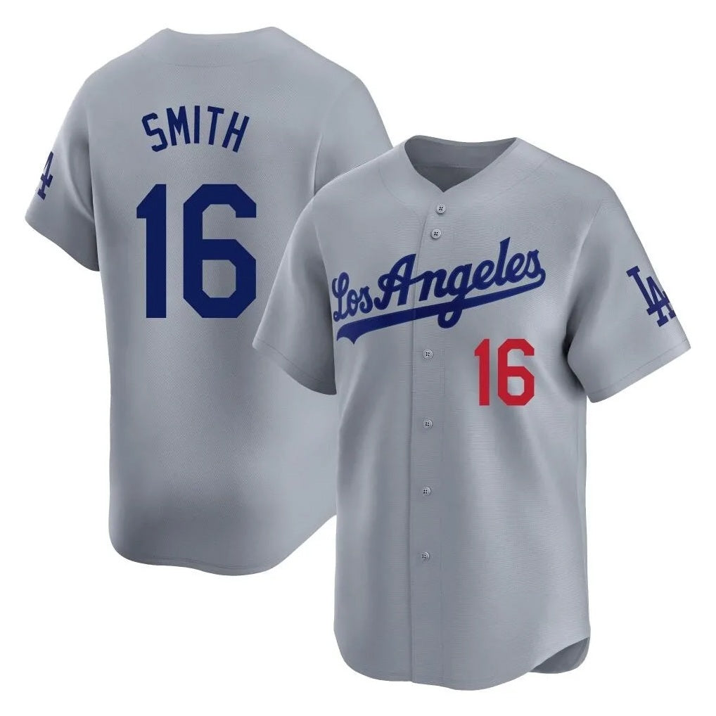 Los Angeles Dodgers #16 Will Smith Player Gray FEDASGOGE Limited Home Stitched Jerseys