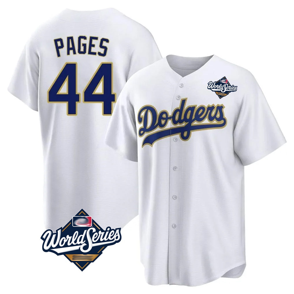 Los Angeles Dodgers #44 Andy Pages Player Gold White FEDASGOGE World Series 2026 Collection Stadium Game Stitched Jerseys