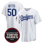 Los Angeles Dodgers #50 Mookie Betts White FEDASGOGE 2025 World Tour Tokyo Series Home Stitched Jersey
