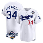 Los Angeles Dodgers #34 Fernando Valenzuela Player White FEDASGOGE World Series Limited Home Stitched Jerseys