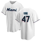 Miami Marlins #47 John King Player White FEDASGOGE Home Game Stitched Jerseys