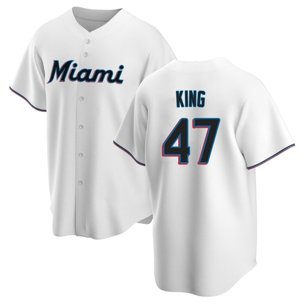 Miami Marlins #47 John King Player White FEDASGOGE Home Game Stitched Jerseys