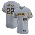 Milwaukee Brewers #22 Christian Yelich Player Gray FEDASGOGE Home Limited Elite Stitched Jerseys