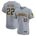 Milwaukee Brewers #22 Christian Yelich Player Gray FEDASGOGE Home Limited Elite Stitched Jerseys