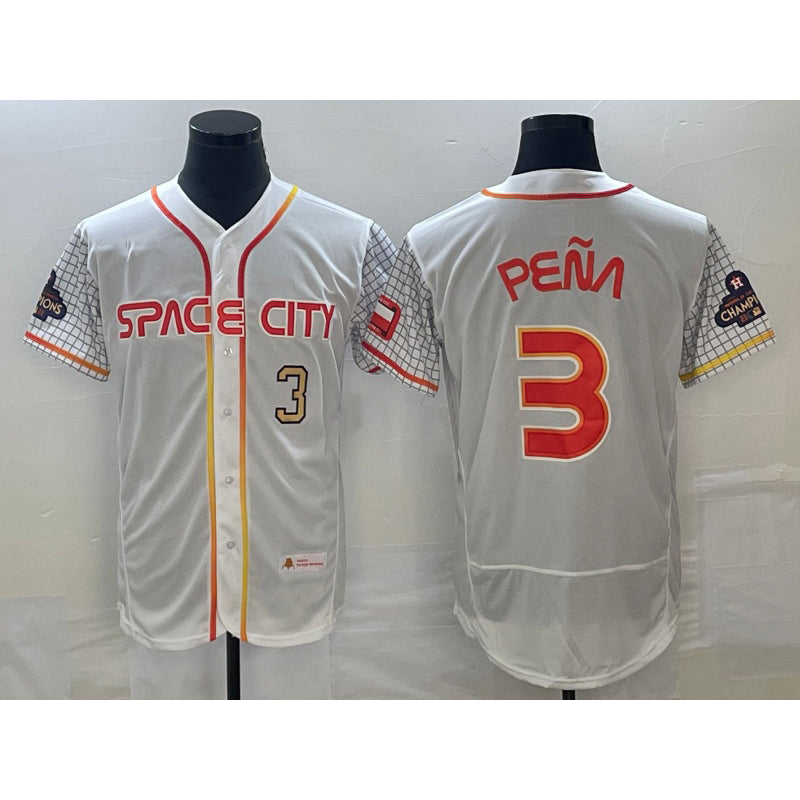 Houston Astros #3 Jeremy Pena Number White FEDASGOGE 2023 City Connect Flex Base Stitched Jersey 2