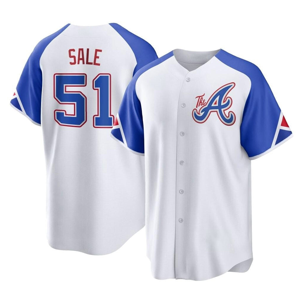 Atlanta Braves #51 Chris Sale Player White FEDASGOGE City Connect Home Game Stitched Jerseys