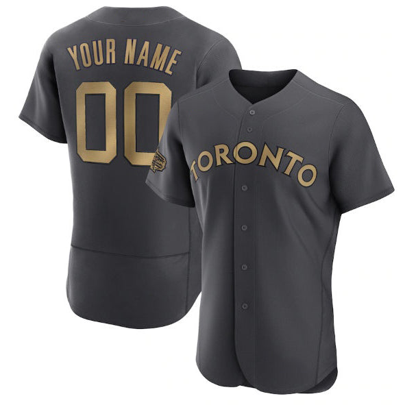 Custom Toronto Blue Jays Active Player Charcoal FEDASGOGE 2022 All-Star Flex Base Stitched Jersey