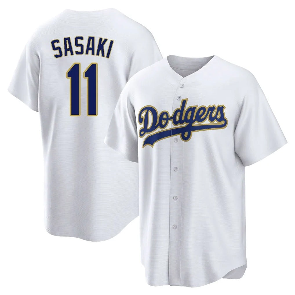 Los Angeles Dodgers #11 Roki Sasaki Player Gold White FEDASGOGE 2026 Collection Stadium Game Stitched Jerseys