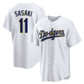 Los Angeles Dodgers #11 Roki Sasaki Player Gold White FEDASGOGE 2026 Collection Stadium Game Stitched Jerseys