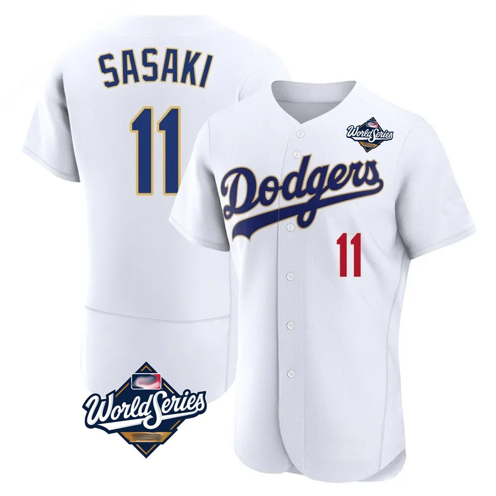 Los Angeles Dodgers #11 Roki Sasaki Player Gold White FEDASGOGE World Series 2026 Collection Stadium Limited Elite Stitched Jerseys