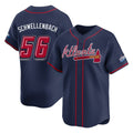 Atlanta Braves #56 Spencer Schwellenbach Player Navy FEDASGOGE 2025 Speedway Classic Home Game Stitched Jerseys