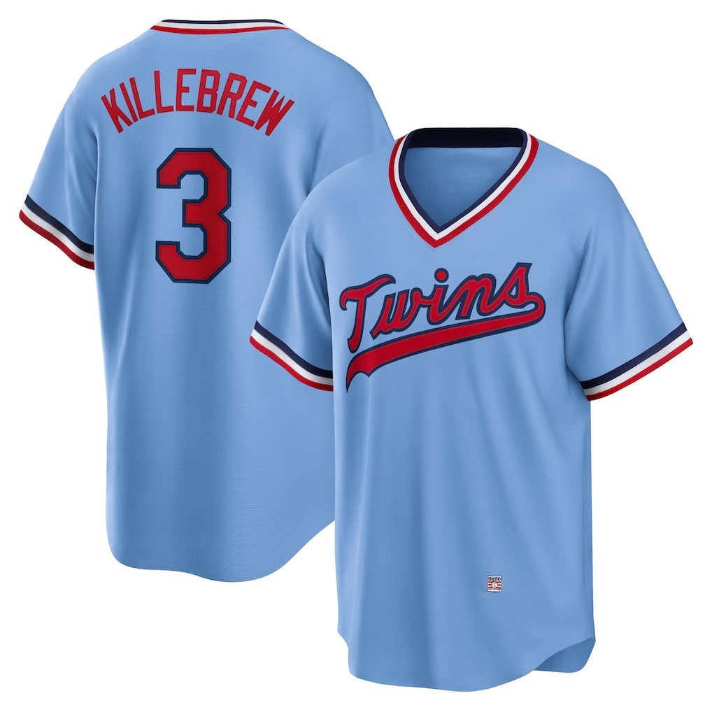 Minnesota Twins #3 Harmon Killebrew Light Blue FEDASGOGE Road Cooperstown Collection Player Jersey