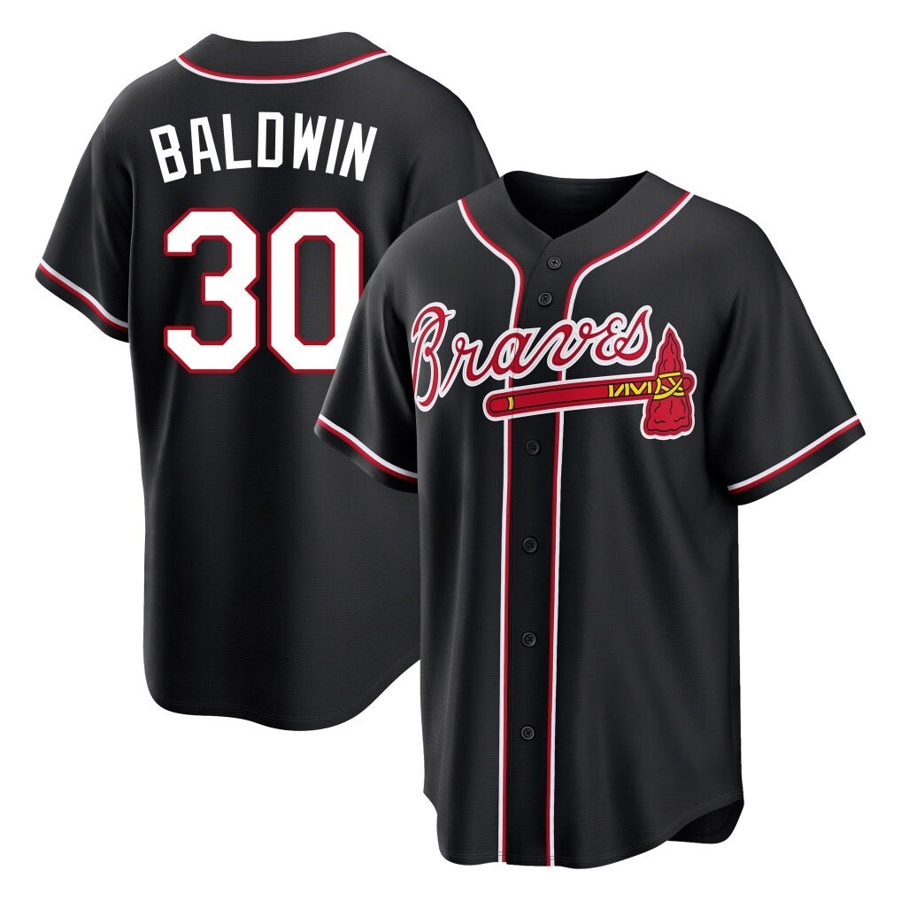 Atlanta Braves #30 Drake Baldwin Player Black FEDASGOGE Fashion Out Game Stitched Jerseys