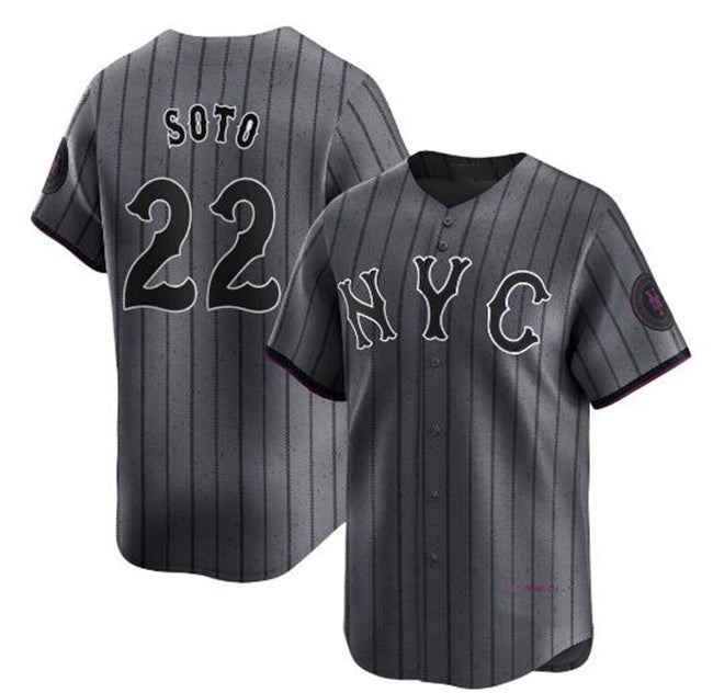 New York Mets #22 Juan Soto Graphite FEDASGOGE 2024 City Connect Limited Stitched Jersey