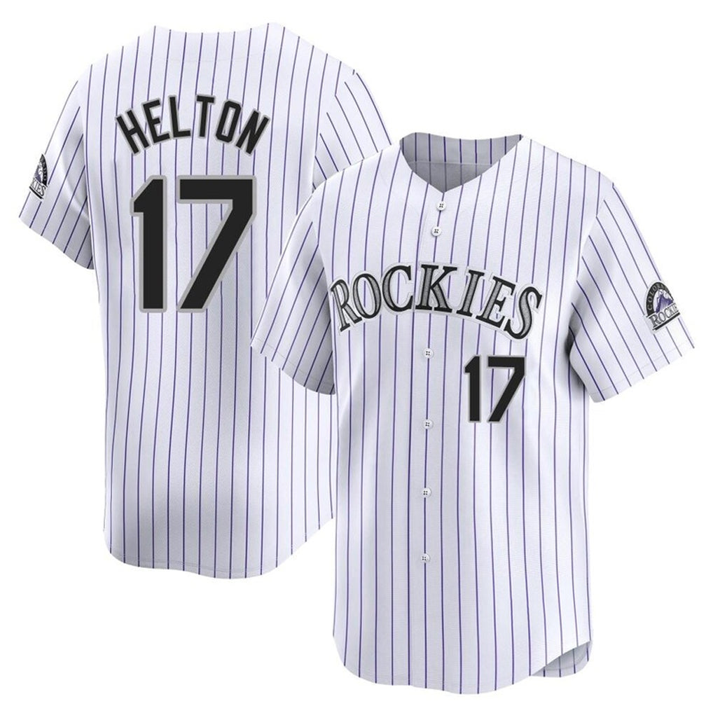 Colorado Rockies #17 Todd Helton Player White FEDASGOGE Limited Home Stitched Jerseys