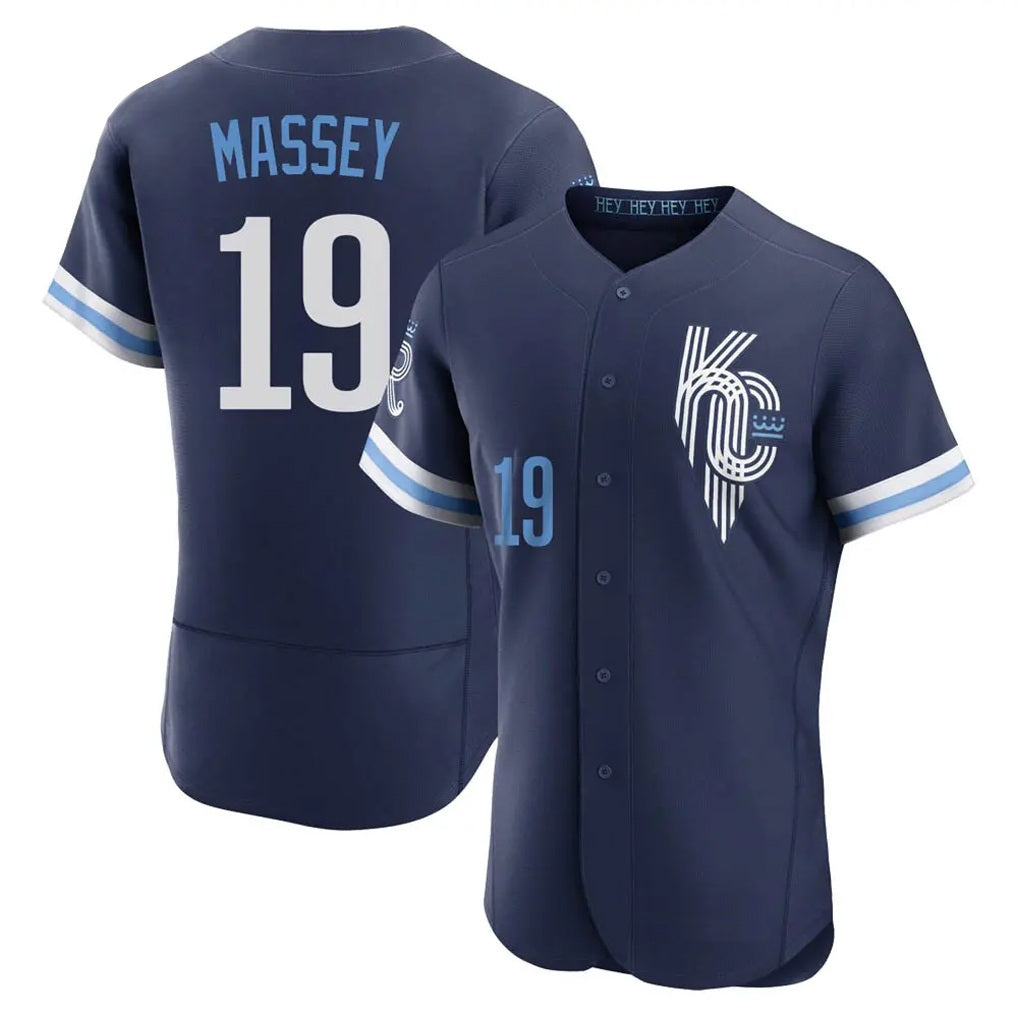 Kansas City Royals #19 Michael Massey Player Navy FEDASGOGE City Connect Limited Elite Home Stitched Jerseys