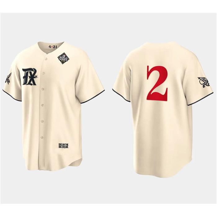 Texas Rangers #2 Marcus Semien Cream FEDASGOGE 2023 World Series City Connect Stitched Jersey