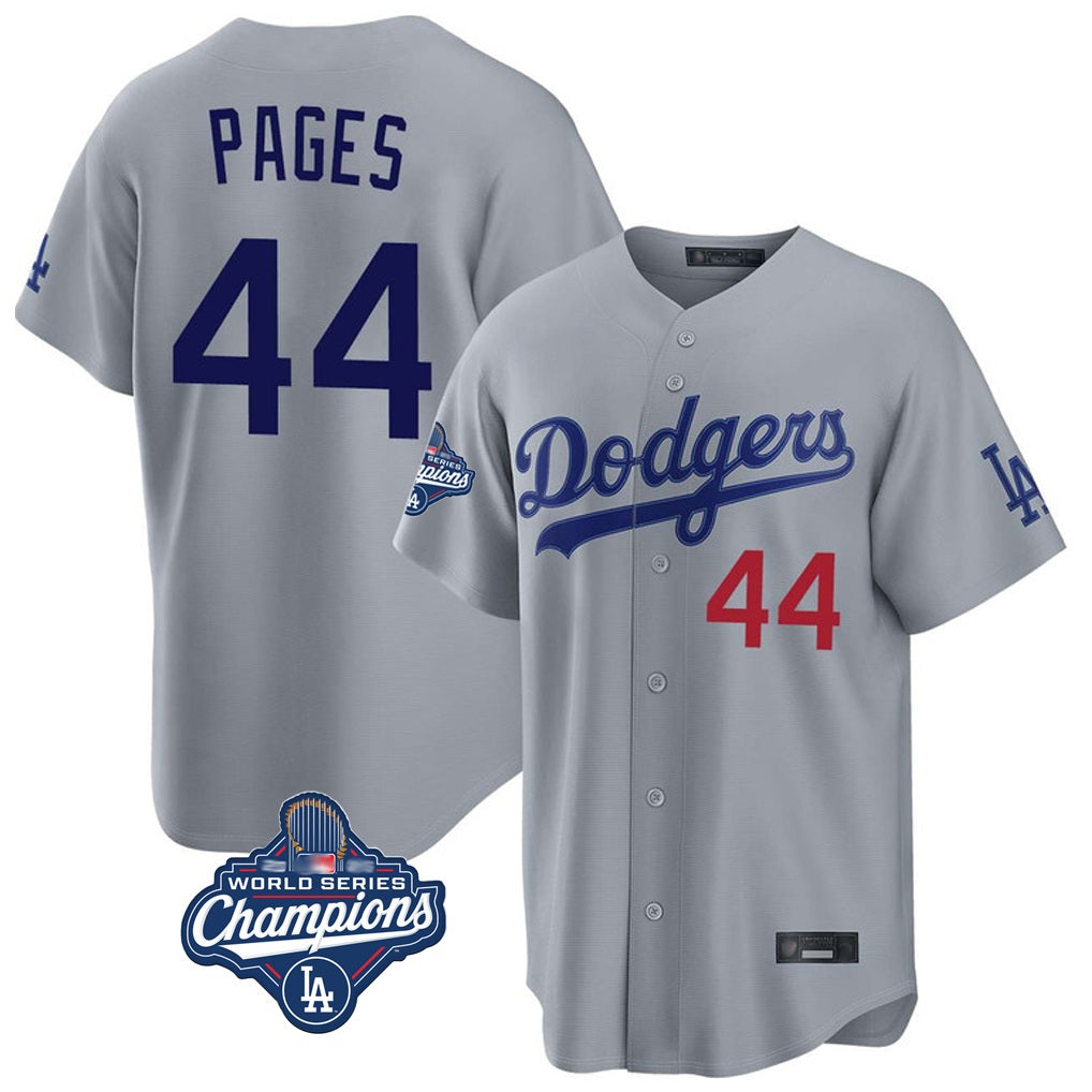 Los Angeles Dodgers #44 Andy Pages Player Gray FEDASGOGE World Series Meet Game Home Stitched Jerseys