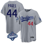 Los Angeles Dodgers #44 Andy Pages Player Gray FEDASGOGE World Series Meet Game Home Stitched Jerseys