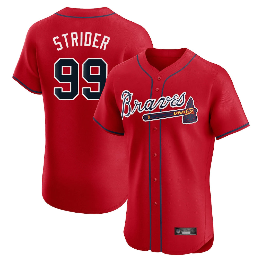 Atlanta Braves #99 Spencer Strider Player Red FEDASGOGE Limited Elite Home Game Stitched Jerseys