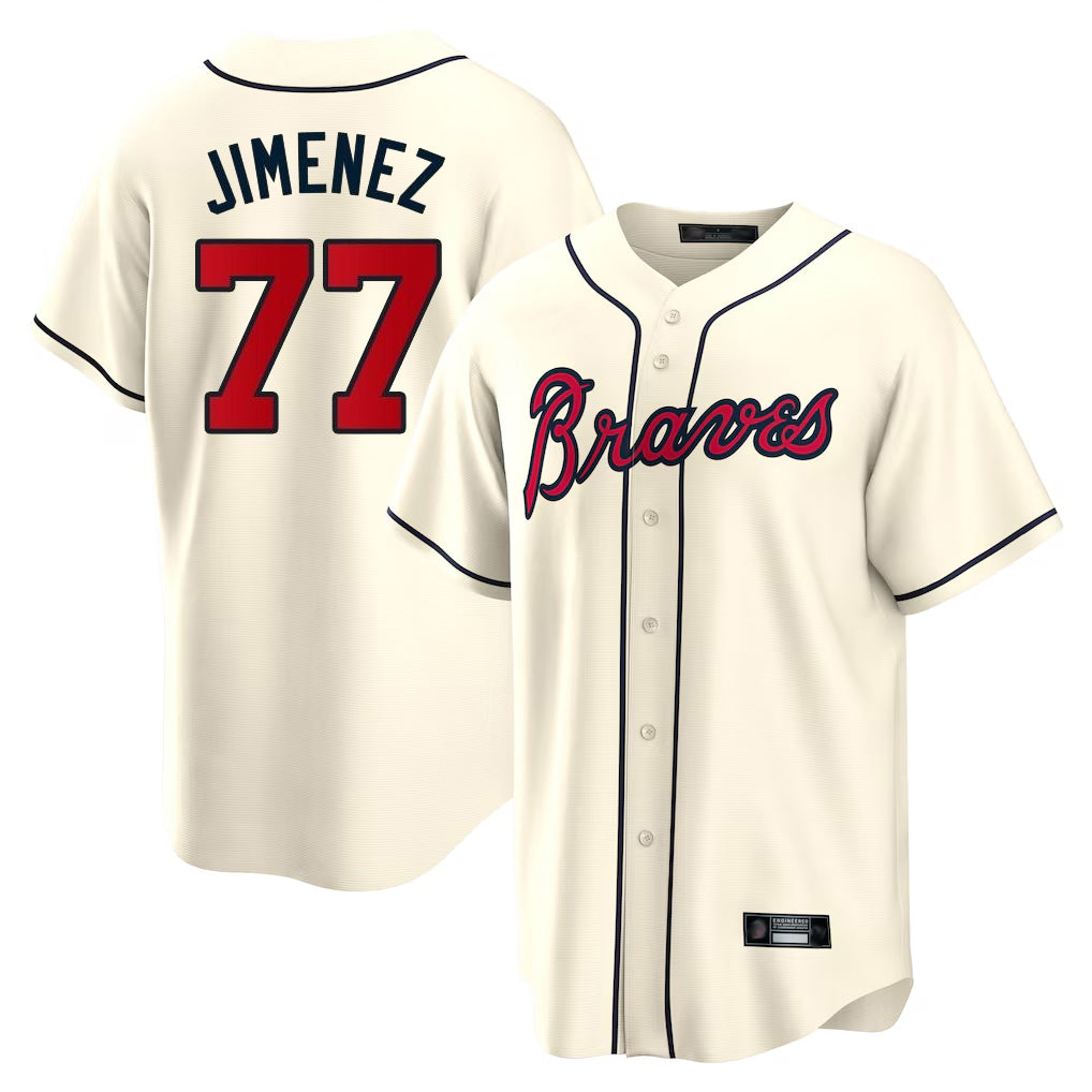 Atlanta Braves #77 Joe Jimenez Player Cream FEDASGOGE Home Game Stitched Jerseys