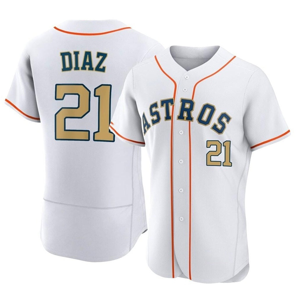 Houston Astros #21 Yainer Diaz Player Gold FEDASGOGE Collection Limited Elite Home Stitched Jerseys