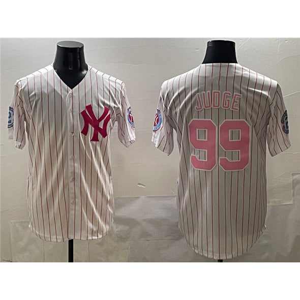 New York Yankees #99 Aaron Judge Pink FEDASGOGE With Patch Limited Stitched Jersey