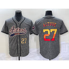 Houston Astros #27 Jose Altuve Number Grey FEDASGOGE Gridiron Cool Base Stitched Jersey