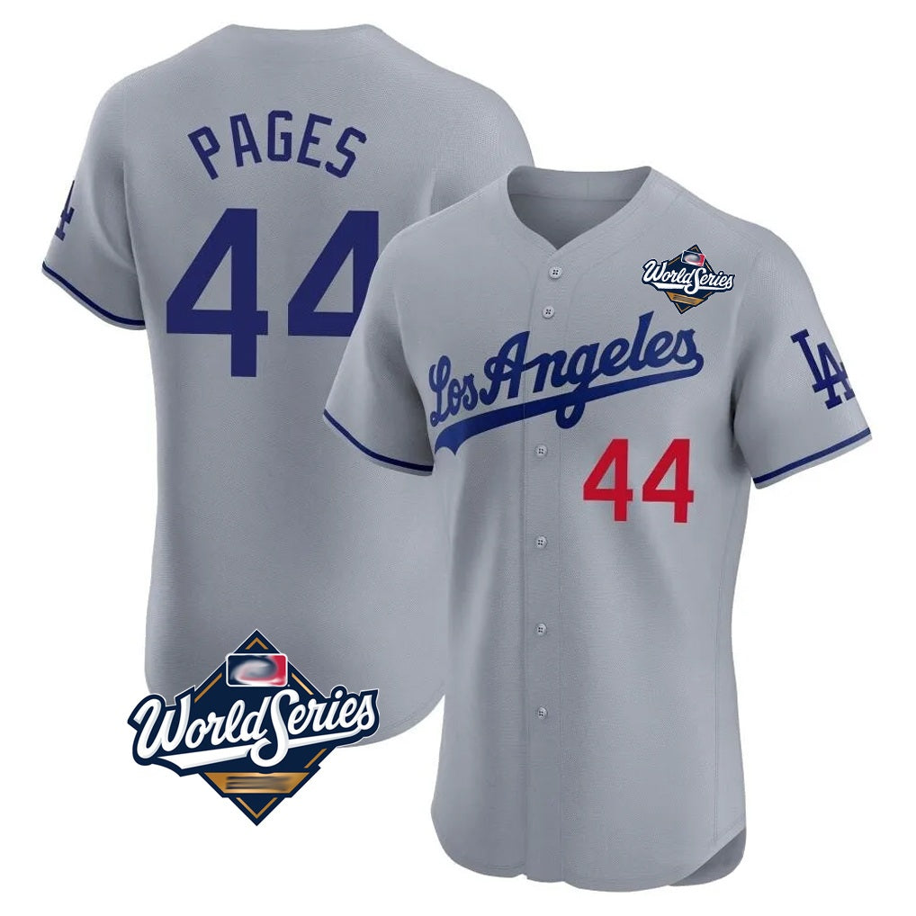 Los Angeles Dodgers #44 Andy Pages Player Gray FEDASGOGE World Series Limited Elite Home Stitched Jerseys