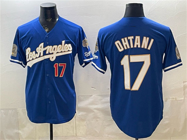 Los Angeles Dodgers #17 Shohei Ohtani Royal FEDASGOGE 2026 Gold Collection 9x & B2B Champs Patch Stitched Jersey