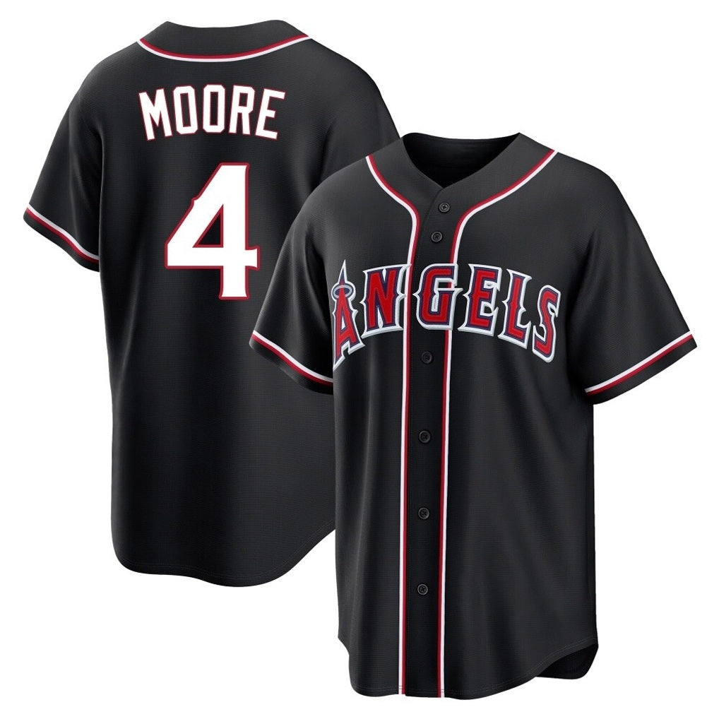 Los Angeles Angels #4 Christian Moore Player Black FEDASGOGE Fashion Out Home Game Stitched Jerseys