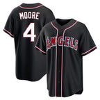 Los Angeles Angels #4 Christian Moore Player Black FEDASGOGE Fashion Out Home Game Stitched Jerseys