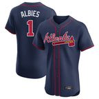 Atlanta Braves #1 Ozzie Albies Player Navy FEDASGOGE Limited Elite Home Game Stitched Jerseys
