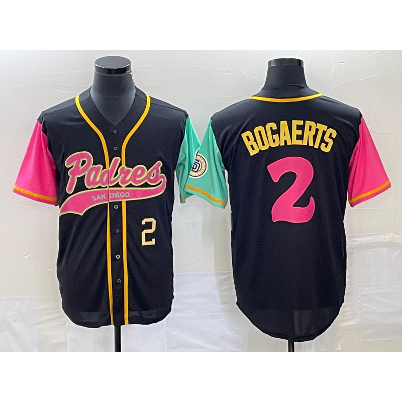 San Diego Padres #2 Xander Bogaerts Number Black FEDASGOGE NEW 2023 City Connect Cool Base Stitched Jersey