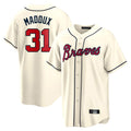Atlanta Braves #31 Greg Maddux Player Cream FEDASGOGE Home Game Stitched Jerseys