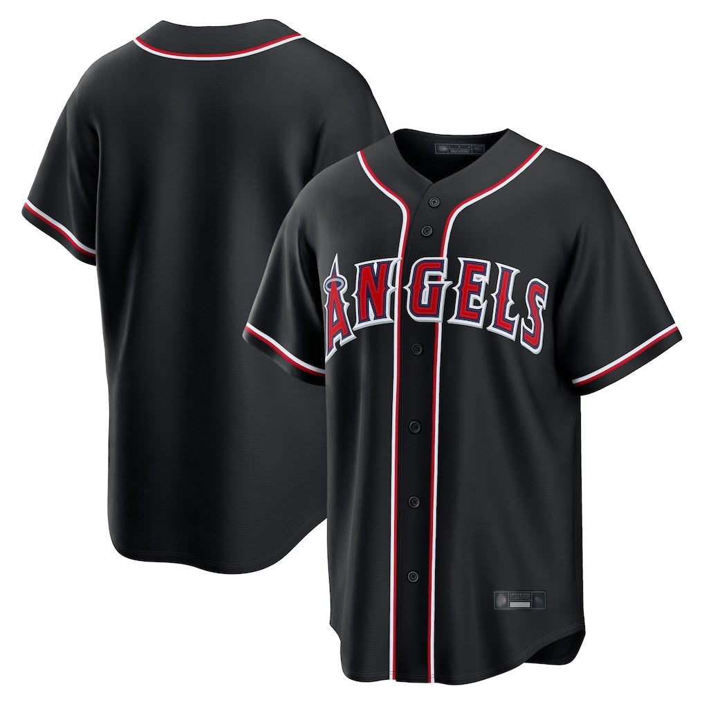 Los Angeles Angels Blank Player Black FEDASGOGE Fashion Out Home Game Stitched Jerseys