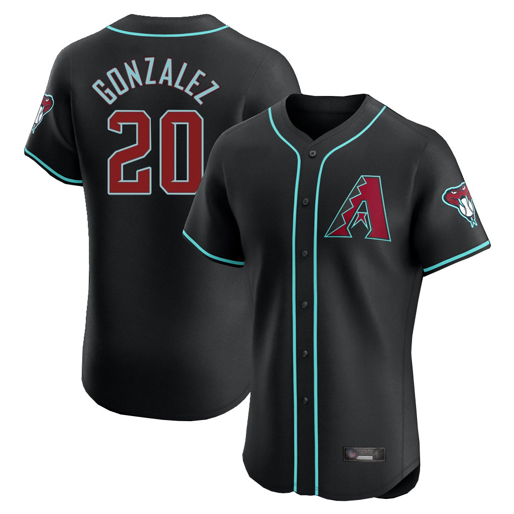 Arizona Diamondbacks #20 Luis Gonzalez Player Black FEDASGOGE Limited Elite Home Game Stitched Jerseys