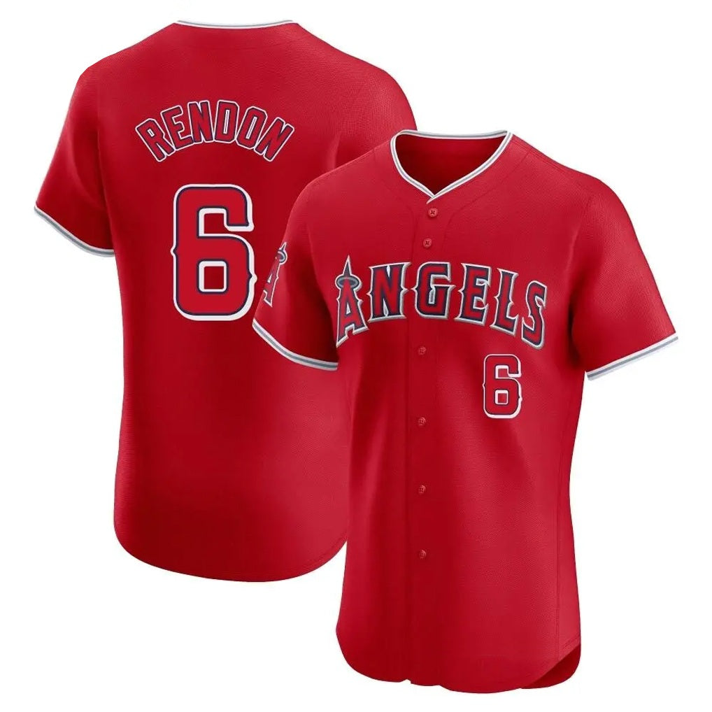Los Angeles Angels #6 Anthony Rendon Player Red FEDASGOGE Home Limited Elite Stitched Jerseys