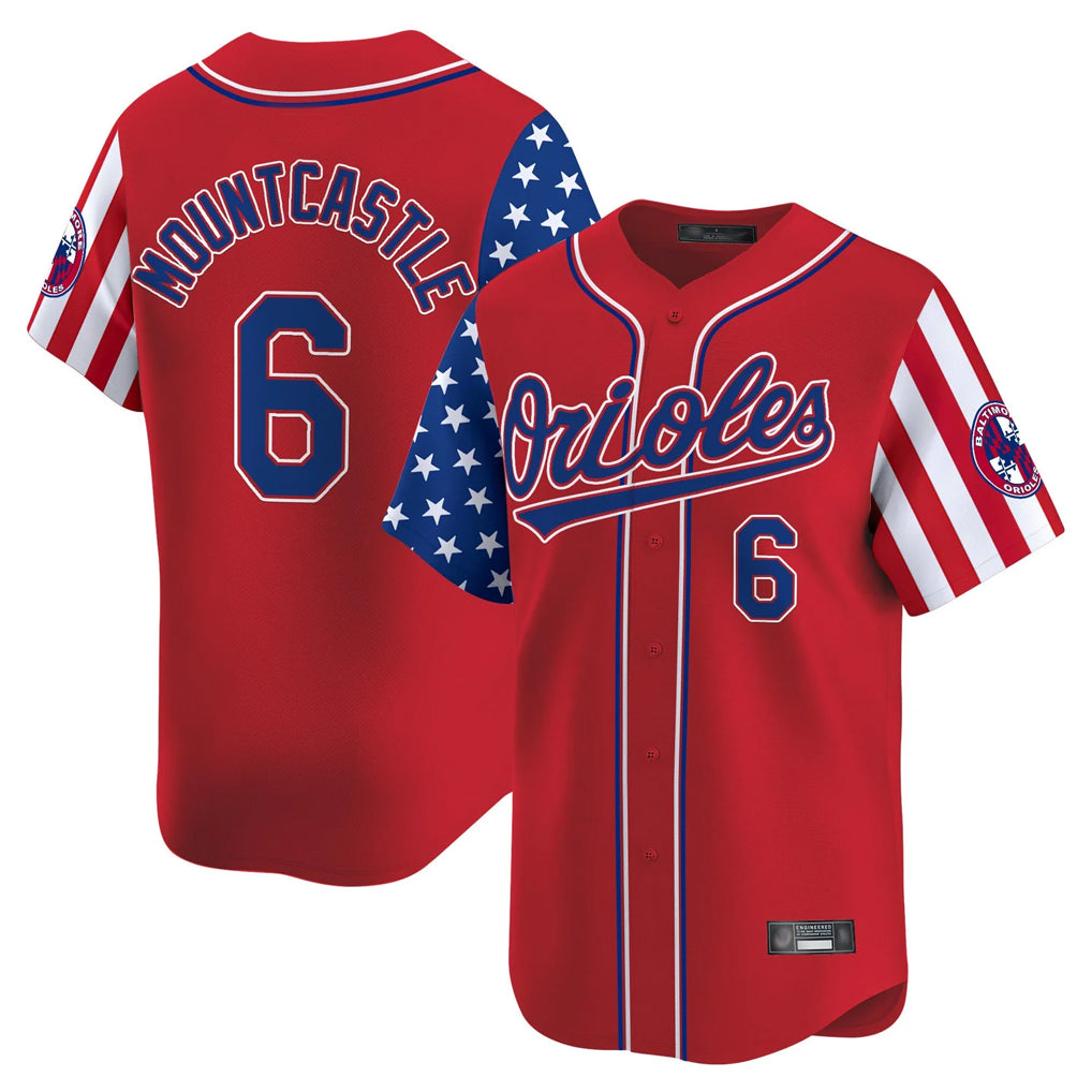 Baltimore Orioles #6 Ryan Mountcastle Player Red FEDASGOGE Independence Day Vapor Premier Limited Home Game Stitched Jerseys