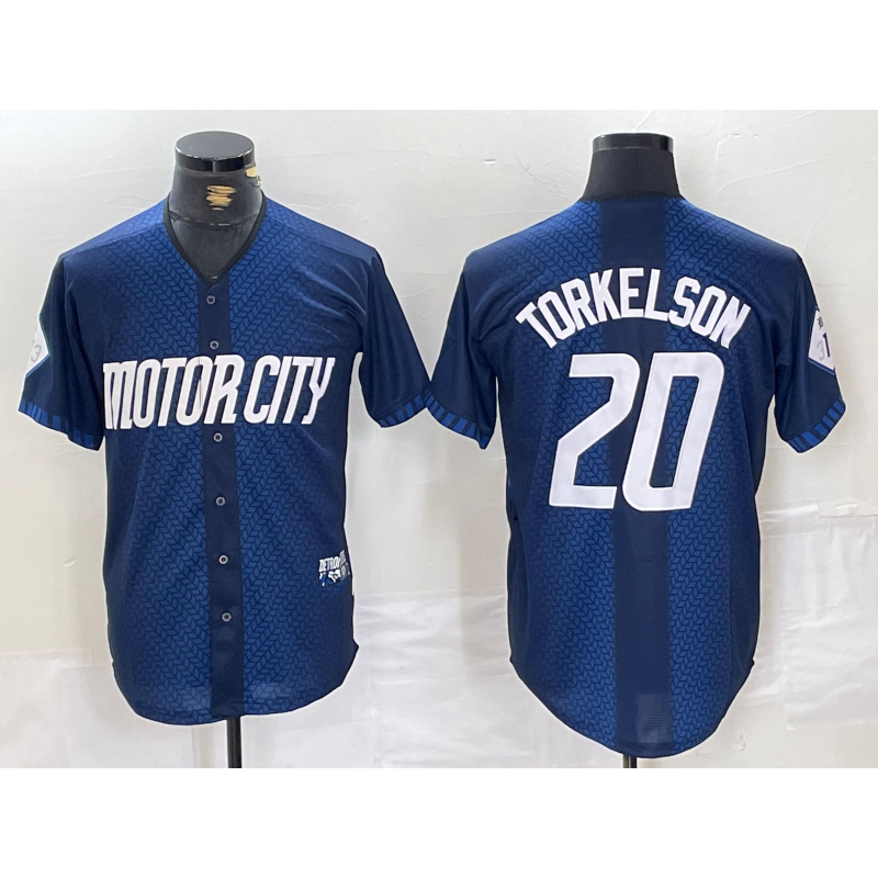 Detroit Tigers #20 Spencer Torkelson 2024 Navy FEDASGOGE City Connect Cool Base Limited Stitched Jersey