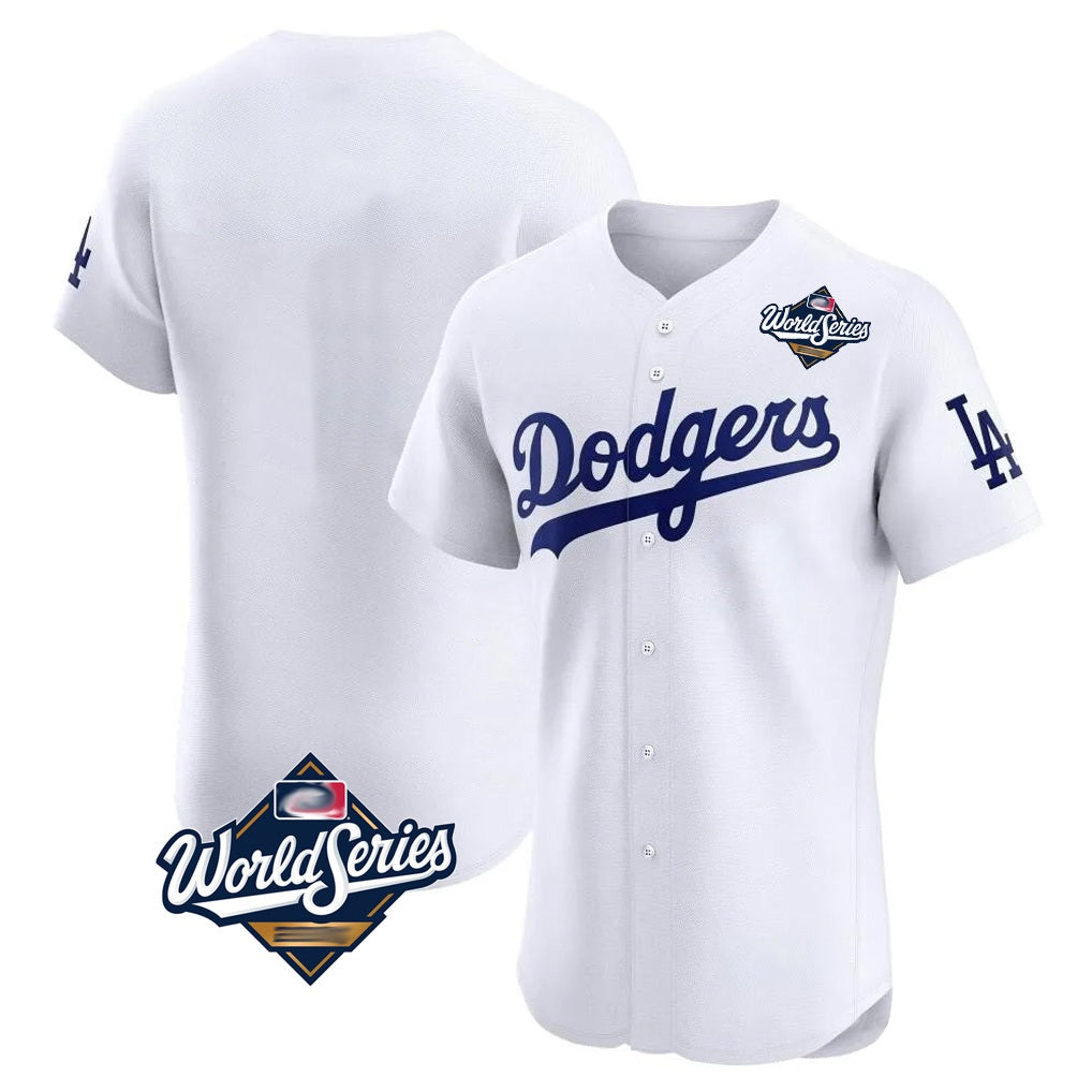 Los Angeles Dodgers Blank Player White FEDASGOGE Limited Elite Home World Series Stitched Jerseys